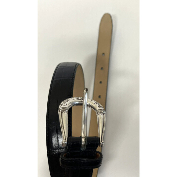 Vtg Brighton Womens Belt Size L Croc Embossed Ornate Buckle Western 41803 34" - Picture 6 of 8